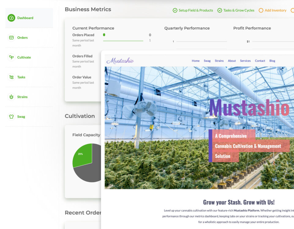 Mustashio Cannabis Cultivation Software - Cultivation management and website solution