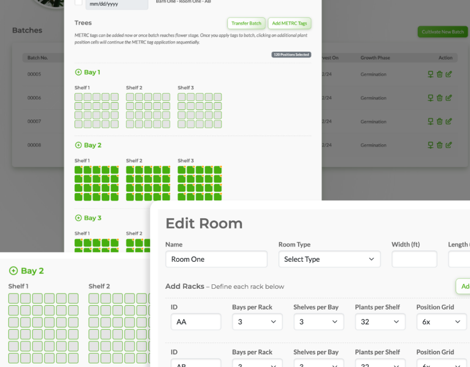 Cannabis Software Tree & Rack configuration feature